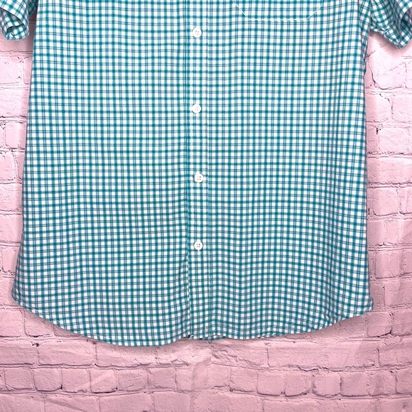 Columbia Mens White & Green Check Lightweight Short Sleeve Button Down Shirt M - Picture 3 of 8